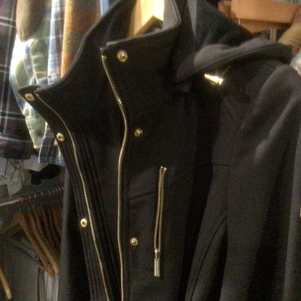 Michael Kors Hooded Lined Black Raincoat - Picture 5 of 5